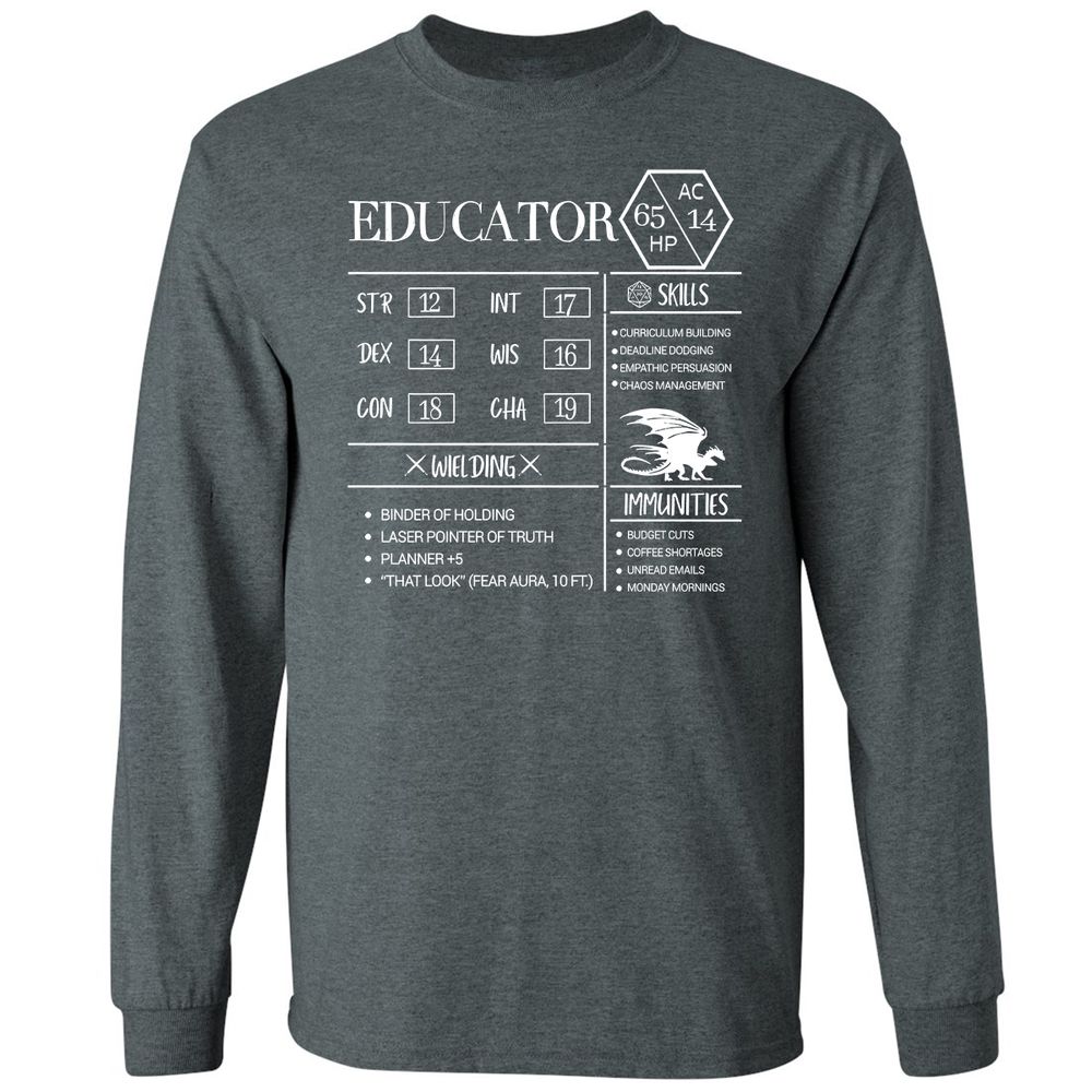 Educator New Long Sleeve T-Shirt - Dark Heather - 15