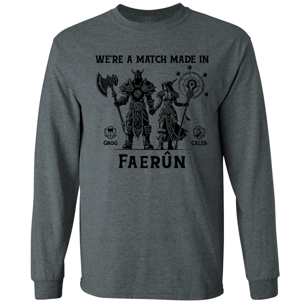 Custom DnD Class Couple Long Sleeve T-Shirt - Dark Heather - 15