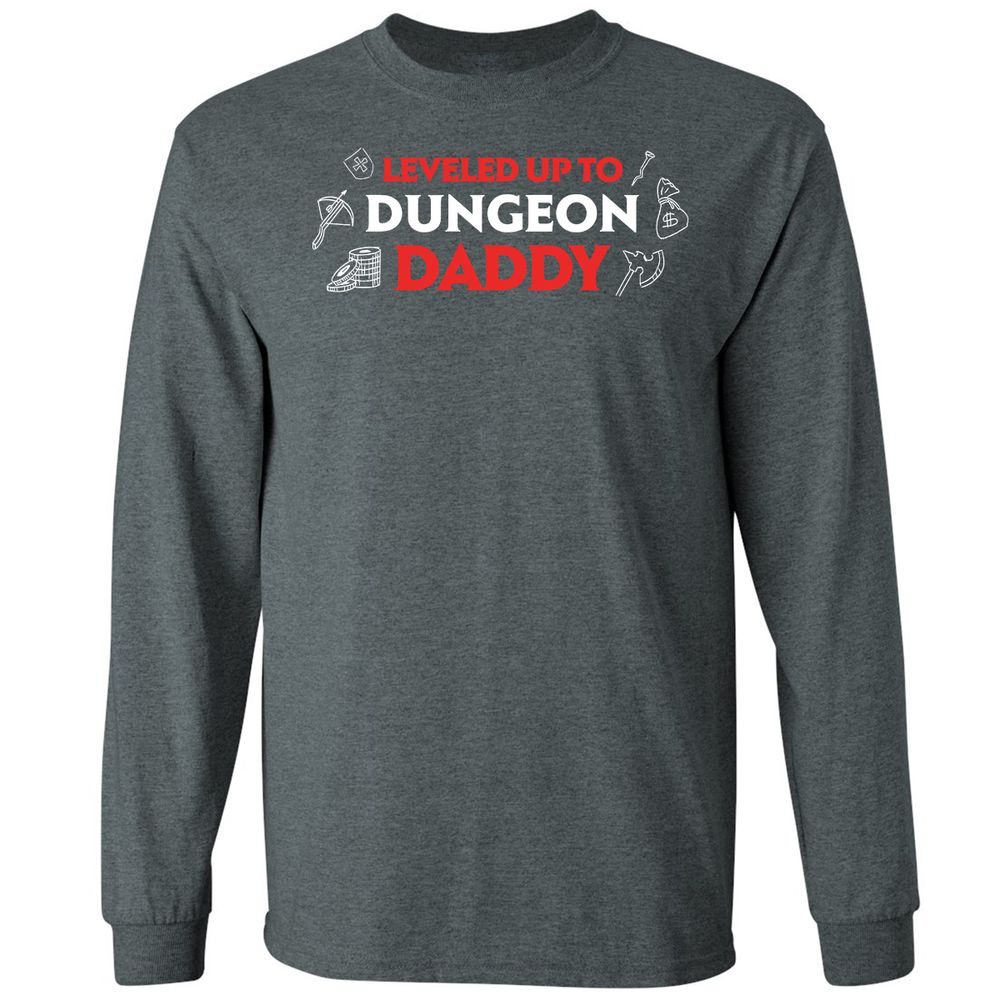 Leveled Up To Dungeon Daddy Long Sleeve T-Shirt - Dark Heather - 15