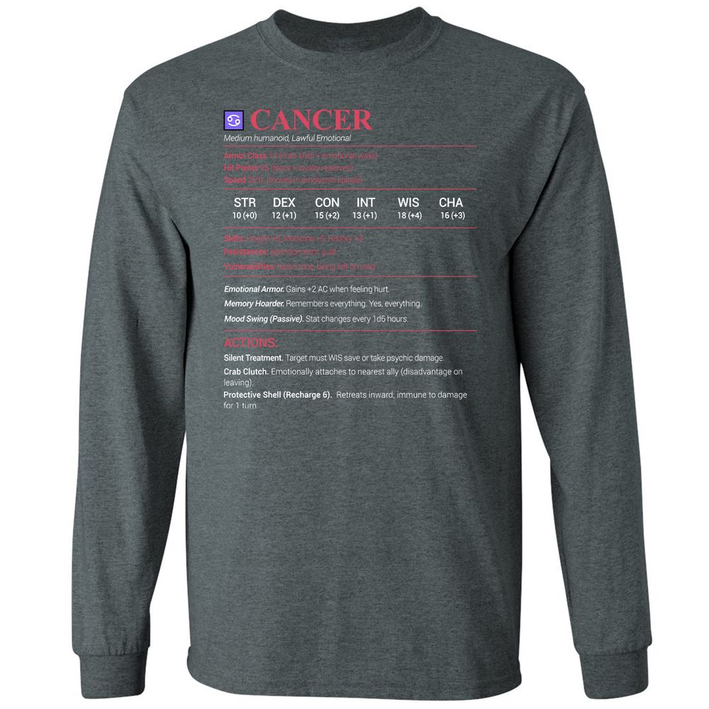 Cancer Stats Long Sleeve T-Shirt - Dark Heather - 15