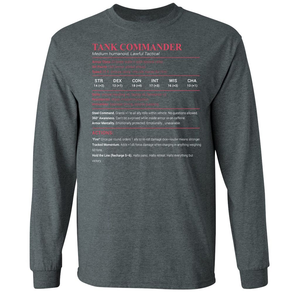Tank Commander Long Sleeve T-Shirt - Dark Heather - 15