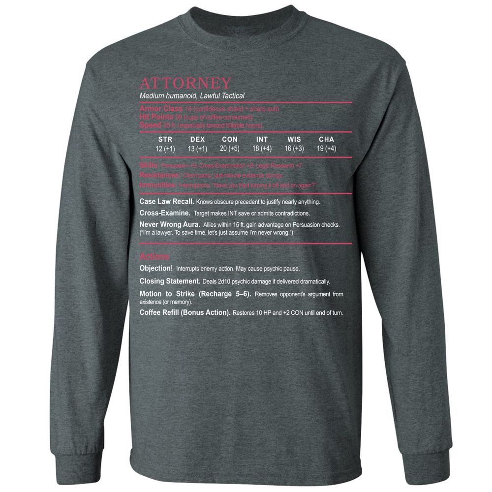 Attorney Long Sleeve T-Shirt - Dark Heather - 15