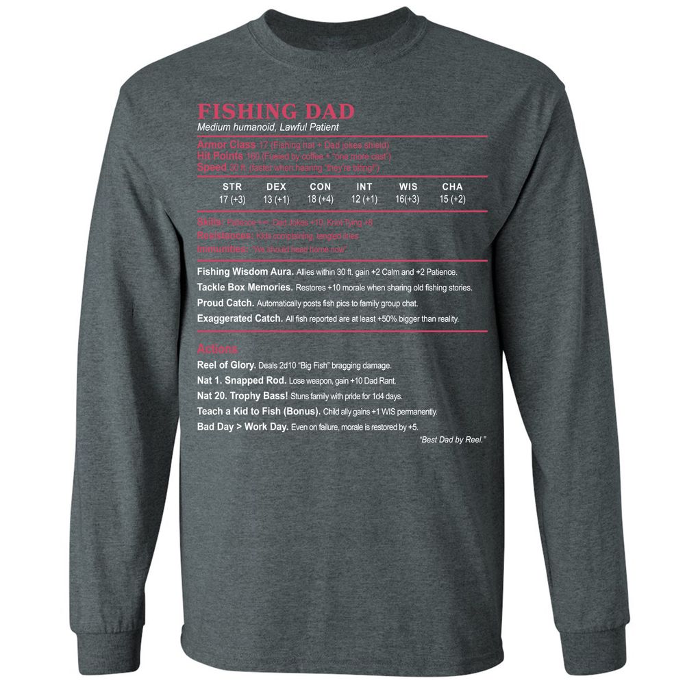 FISHING DAD Long Sleeve T-Shirt - Dark Heather - 15