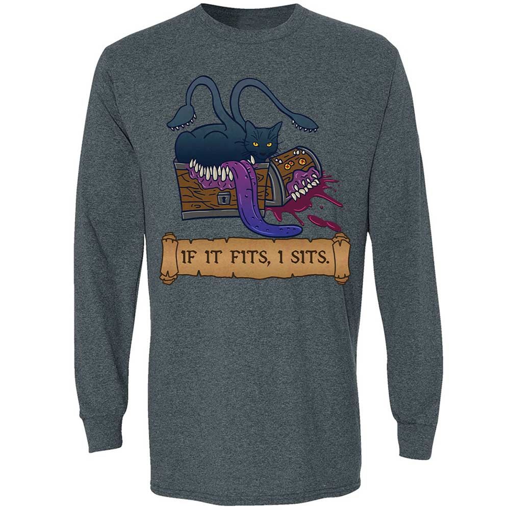 If It Fits I Sits Long Sleeve T-Shirt - Dark Heather - 15