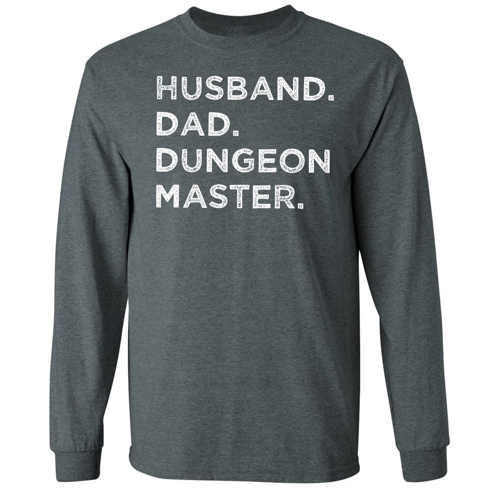 Husband Dad Dungeon Master Long Sleeve T-Shirt - Dark Heather - 15