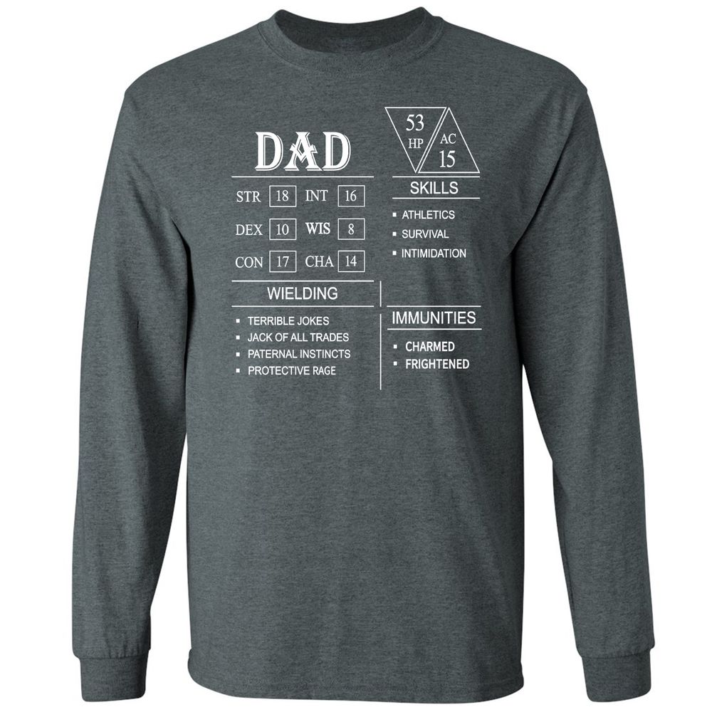 Dad Stat Block Long Sleeve T-Shirt - Dark Heather - 15
