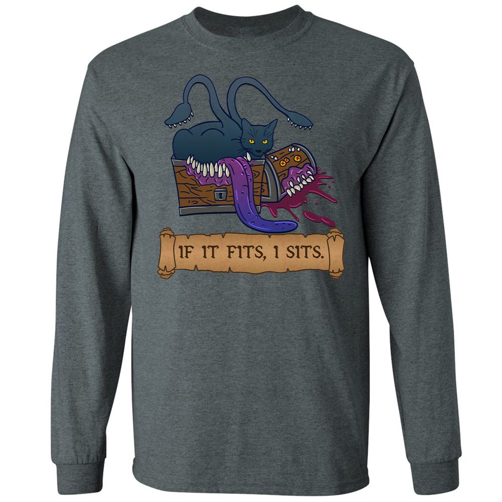 If It Fits I Sits Long Sleeve T-Shirt - Dark Heather - 15