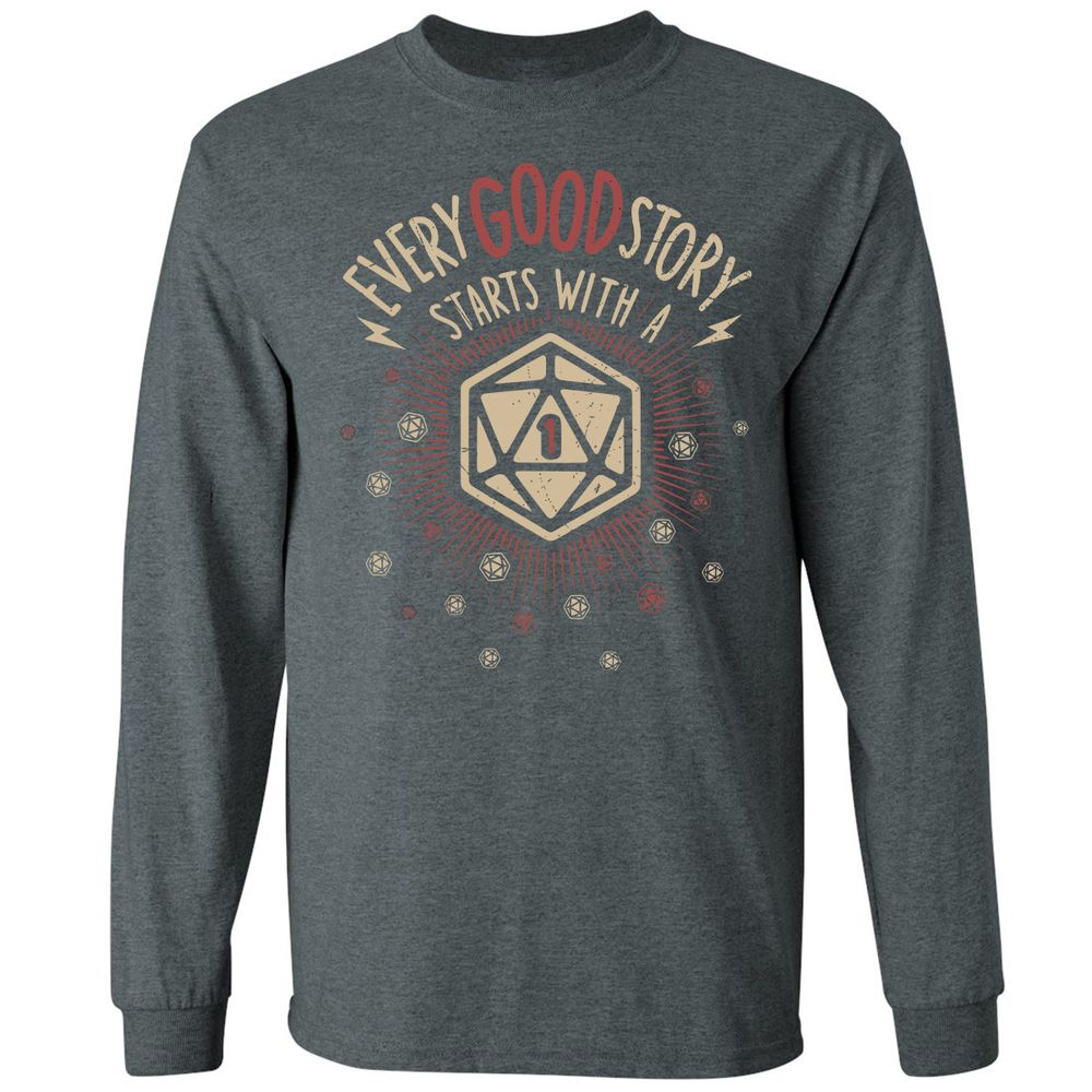 Good Story Starts With A 1 Long Sleeve T-Shirt - Dark Heather - 15