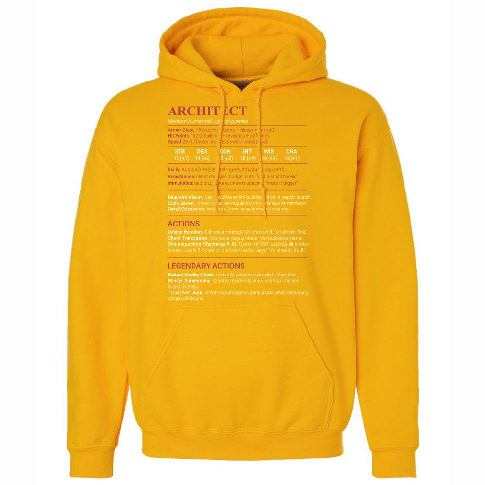 Architect Stats Classic Unisex Hoodie - Gold - 15