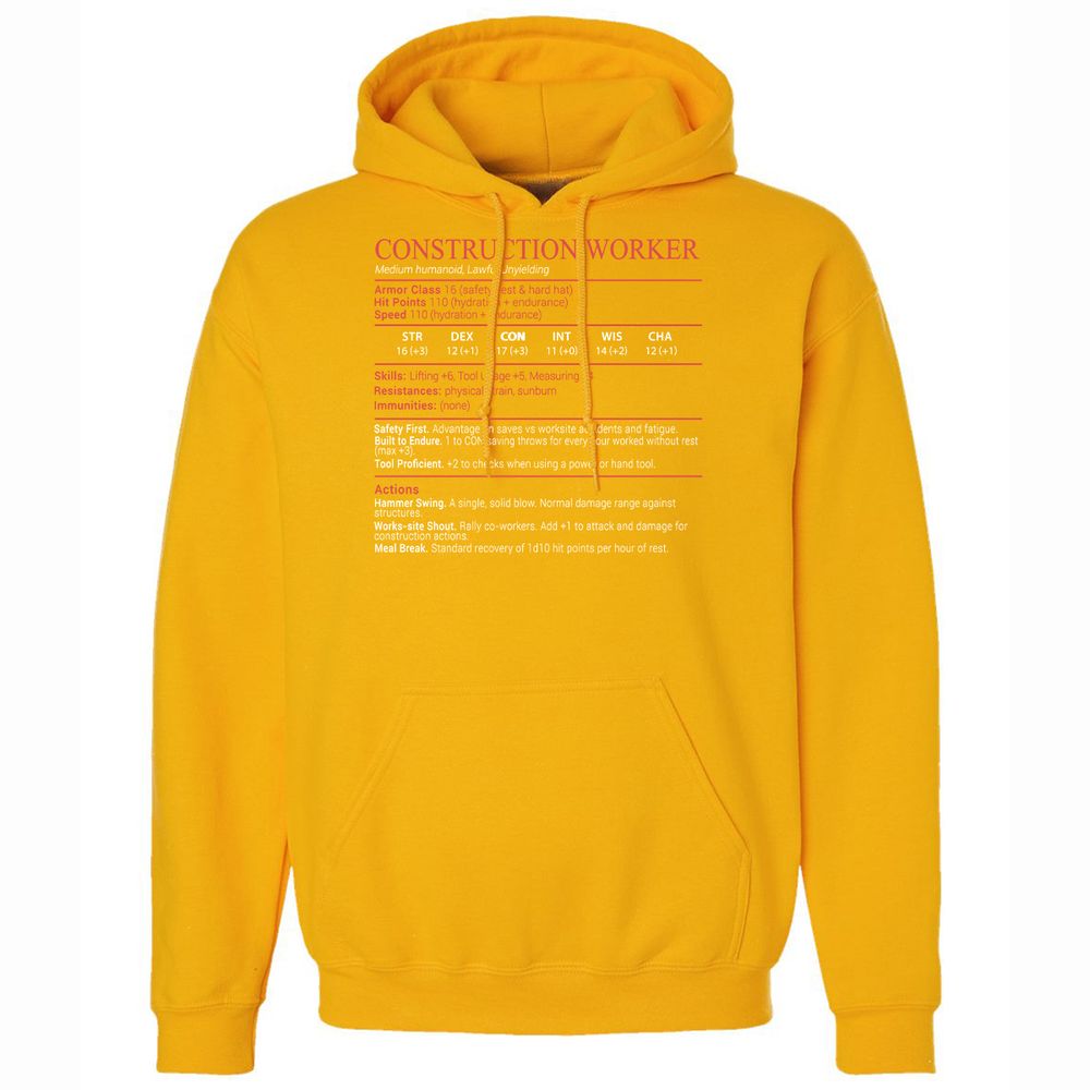 Construction Worker Stats Block - Gold - 15
