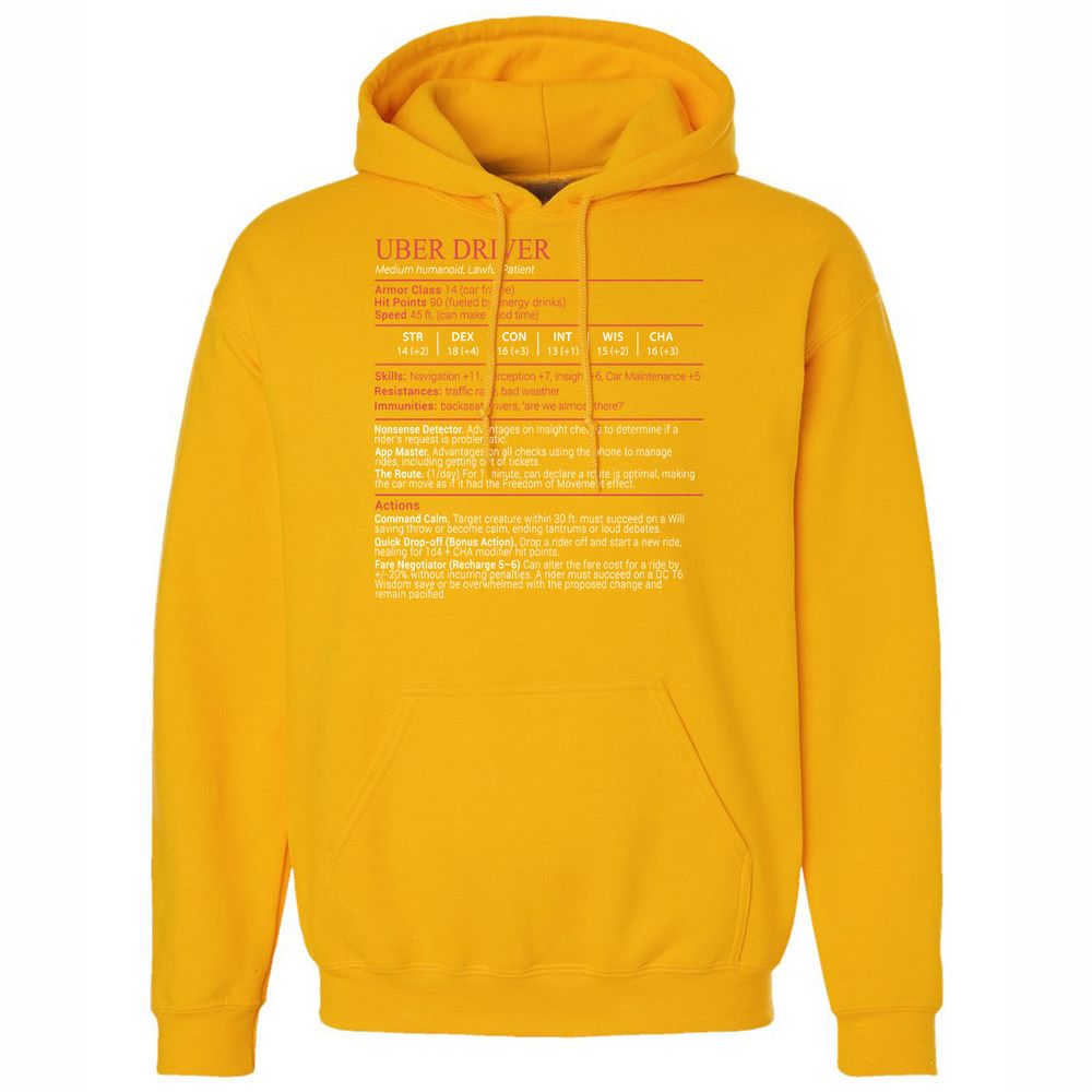 Uber Driver Stats Block Classic Unisex Hoodie - Gold - 15