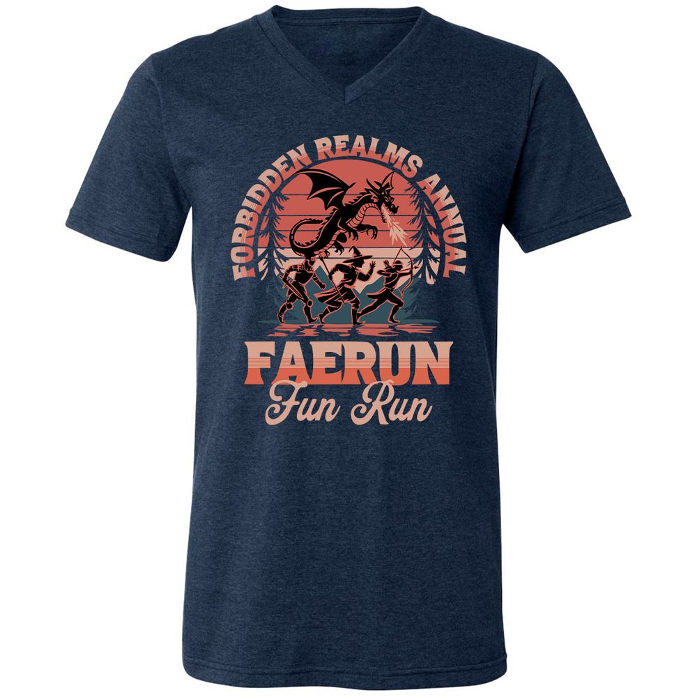 Faerun Fun Run Unisex V-Neck T-Shirt - Heather Navy - 15