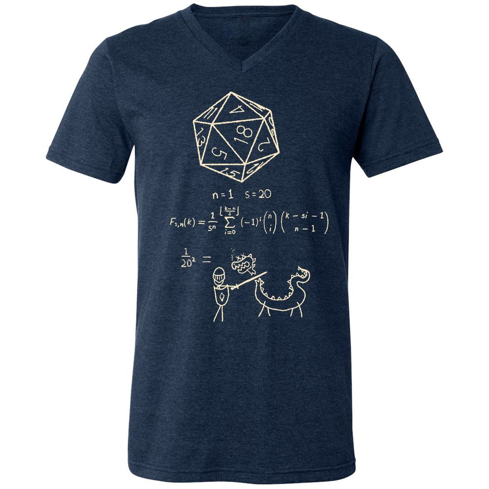 Science Of20 Sided Dice Unisex V-Neck T-Shirt - Heather Navy - 15