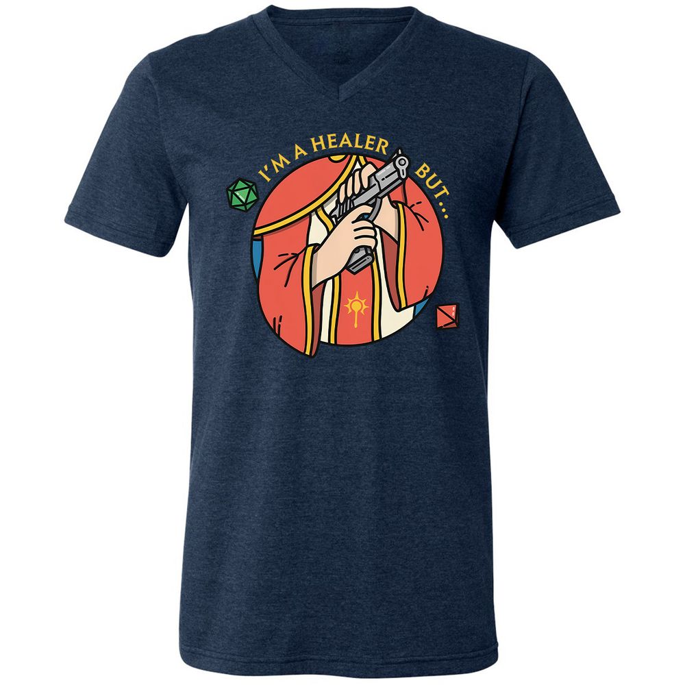 I'm A Healer But Unisex V-Neck T-Shirt - Heather Navy - 15