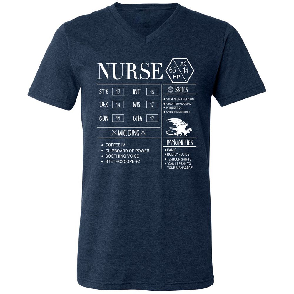 Nurse New Unisex V-Neck T-Shirt - Heather Navy - 15