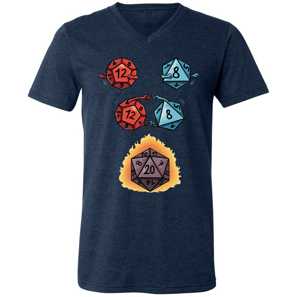 Dice Fusion RPG Unisex V-Neck T-Shirt - Heather Navy - 15