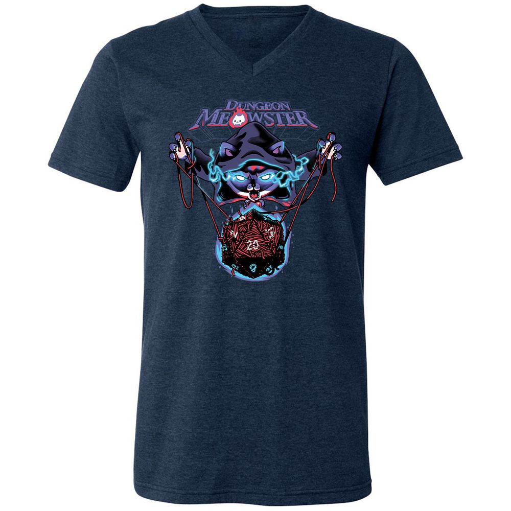 Dungeon Meowster Unisex V-Neck T-Shirt - Heather Navy - 15