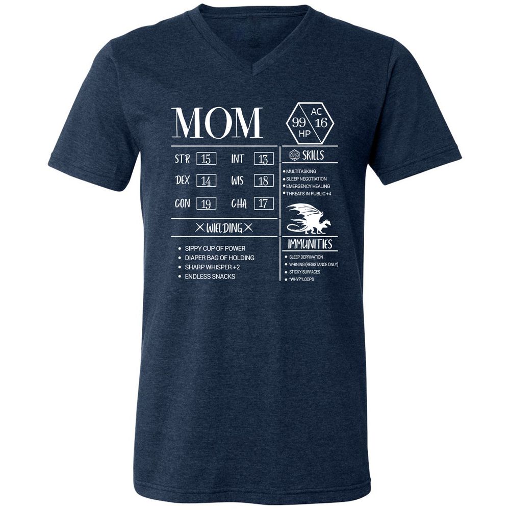 Mom New Unisex V-Neck T-Shirt - Heather Navy - 15