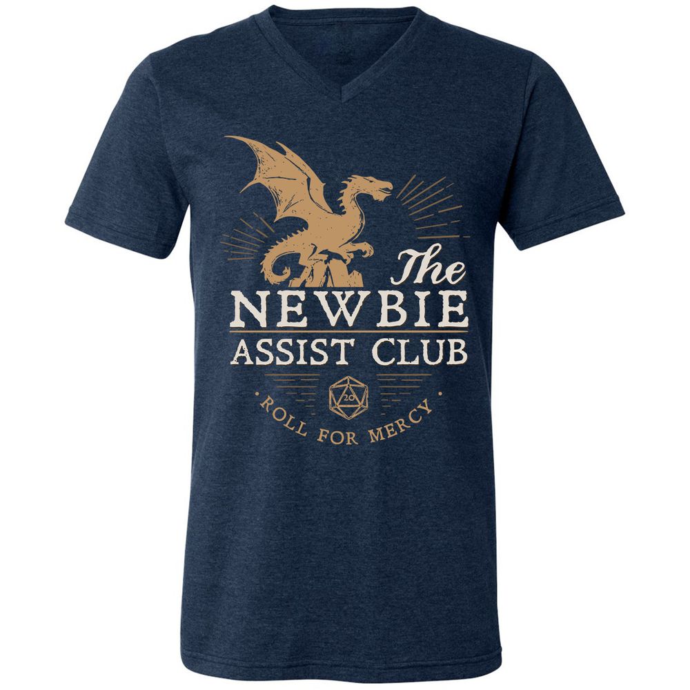 The Newbie Assist Club Unisex V-Neck T-Shirt - Heather Navy - 15