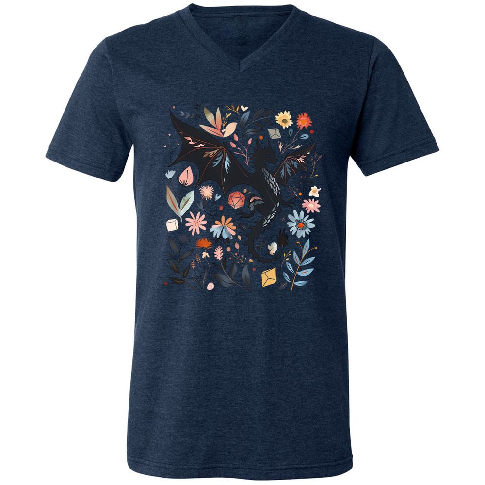 Floral DnD Dragon - Heather Navy - 15