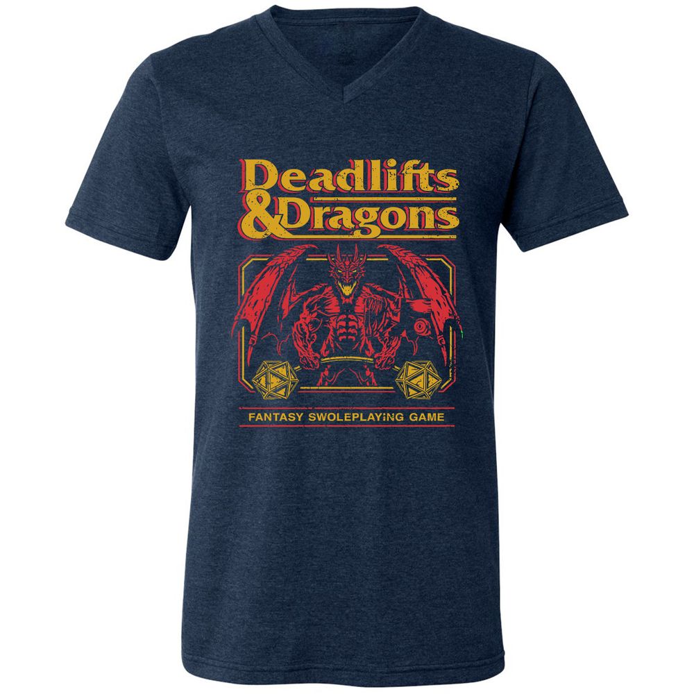 Deadlifts & Dragons - Heather Navy - 15