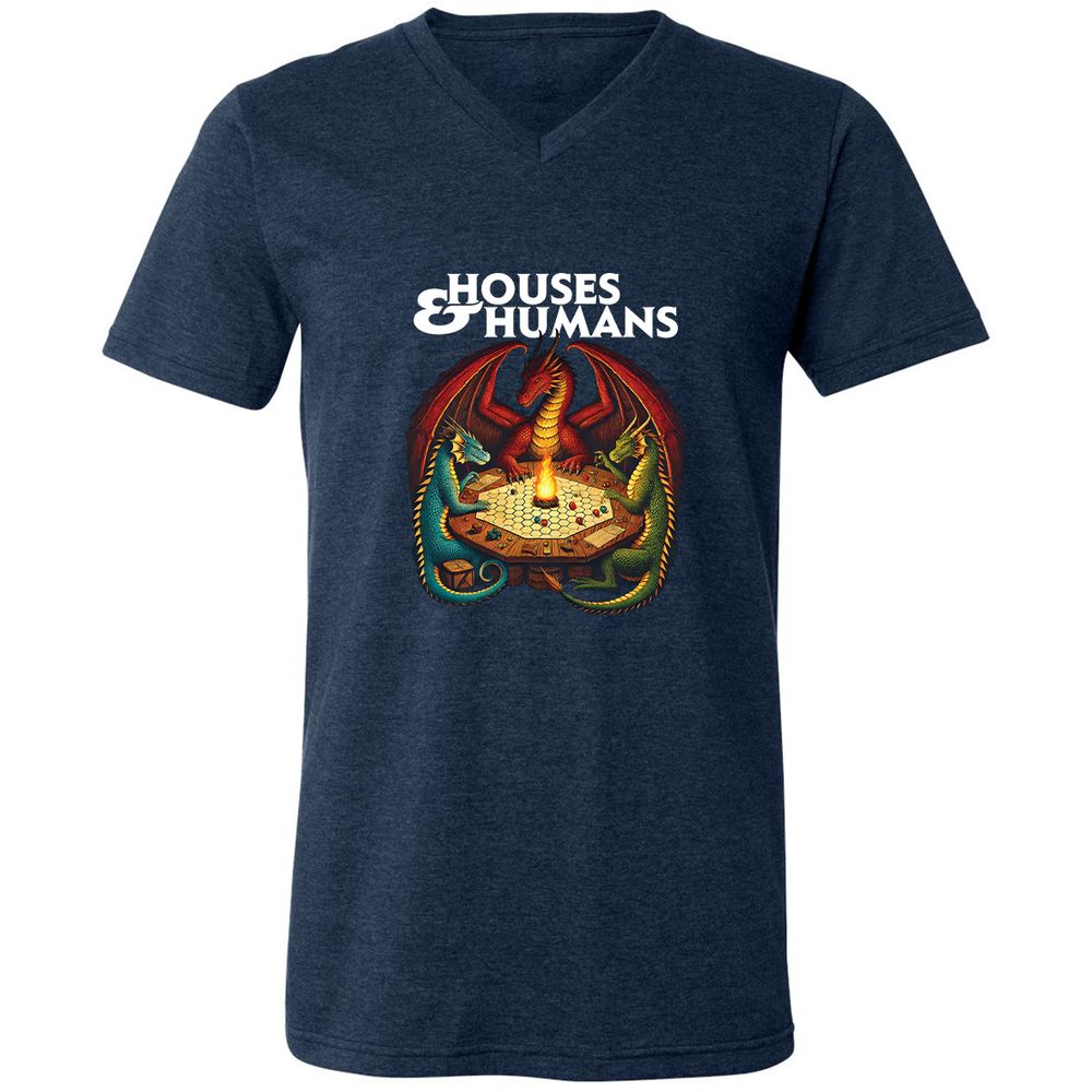 Houses & Humans Unisex V-Neck T-Shirt - Heather Navy - 15