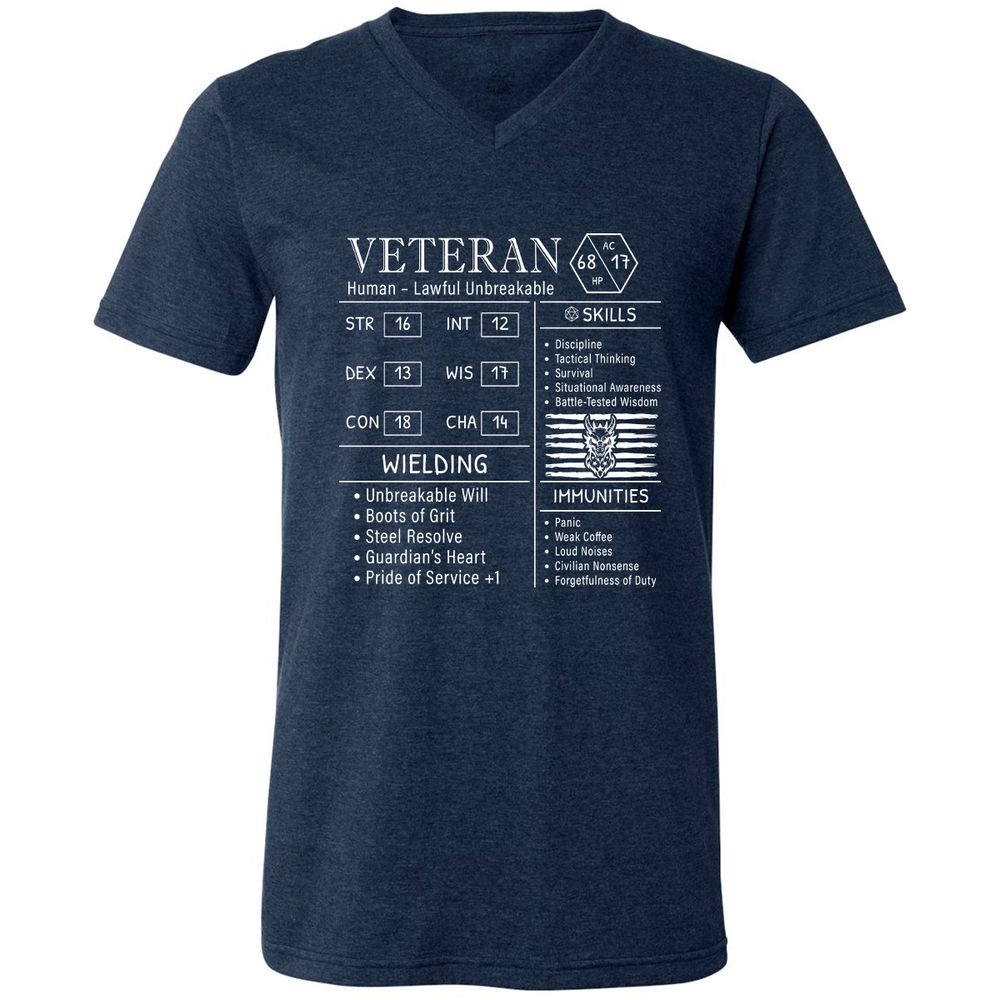 2710 veteran stats new Unisex V-Neck T-Shirt - Heather Navy - 15
