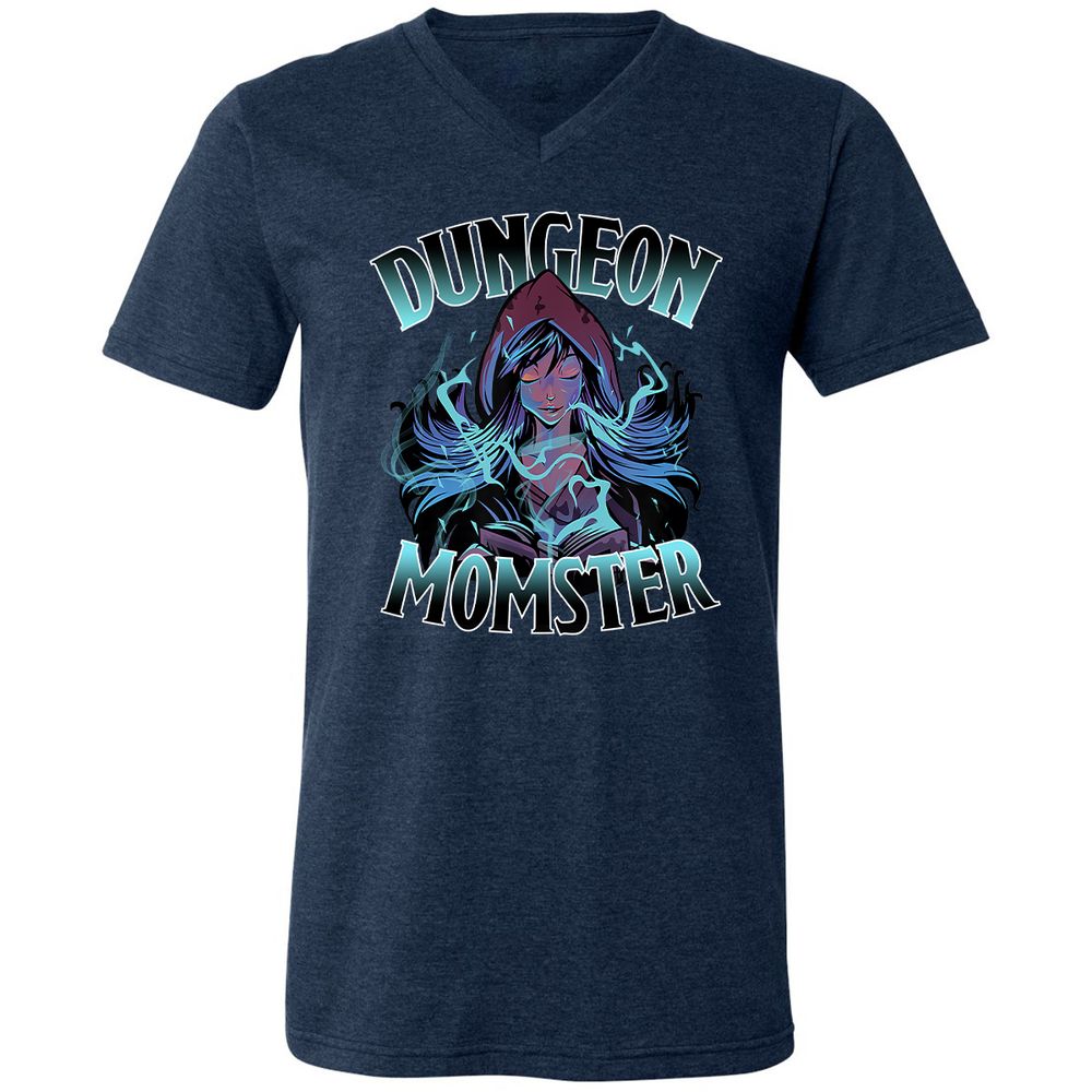 Dungeon Momster Unisex V-Neck T-Shirt - Heather Navy - 15