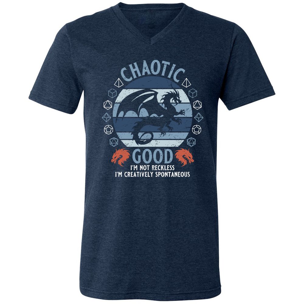 Chaotic Good 2 Unisex V-Neck T-Shirt - Heather Navy - 15
