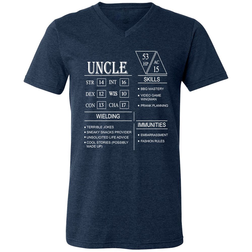 Uncle Stats Unisex V-Neck T-Shirt - Heather Navy - 15
