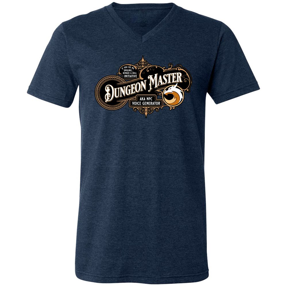 Dungeon Master Unisex V-Neck T-Shirt - Heather Navy - 15