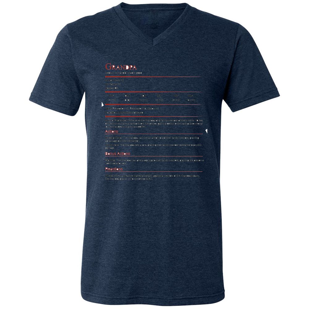 Grandpa Stat Block Unisex V-Neck T-Shirt - Heather Navy - 15