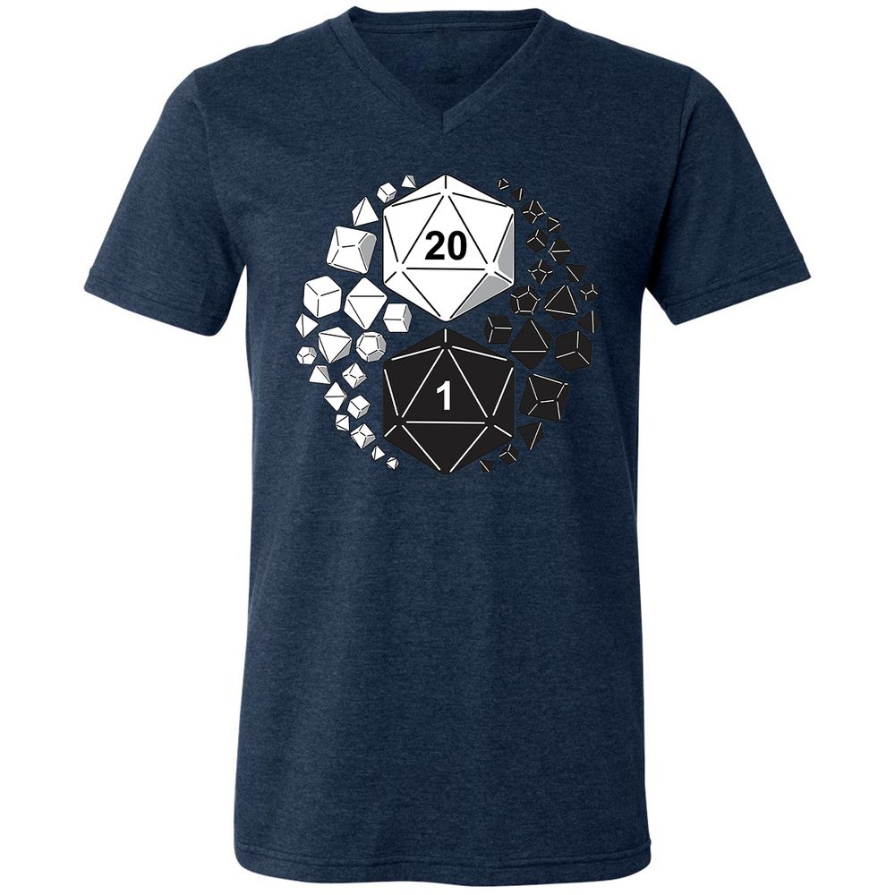 Gaming Yin Yang Unisex V-Neck T-Shirt - Heather Navy - 15