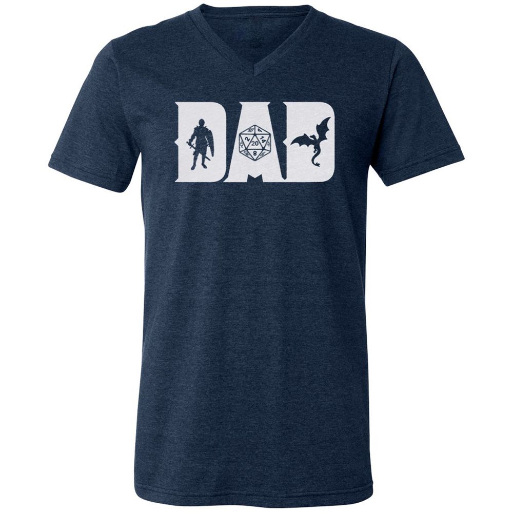 Dad Fathers Day Unisex V-Neck T-Shirt - Heather Navy - 15