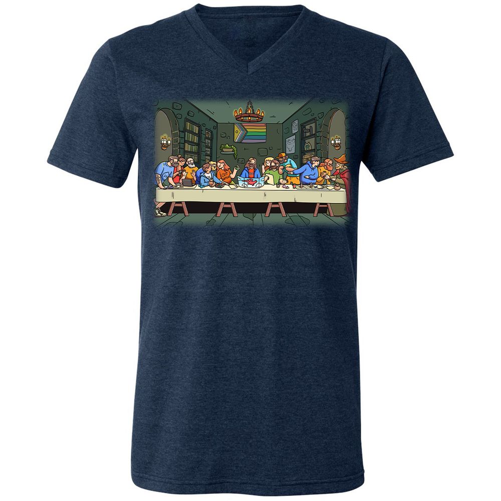 DnD Characters Pride Themed The Last Supper Shirt Unisex V-Neck T-Shirt - Heather Navy - 15
