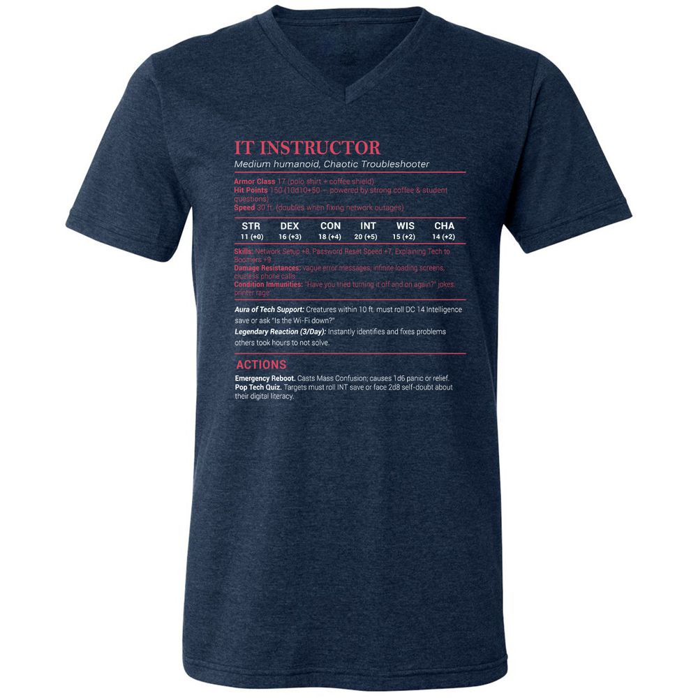 IT Instructor Unisex V-Neck T-Shirt - Heather Navy - 15