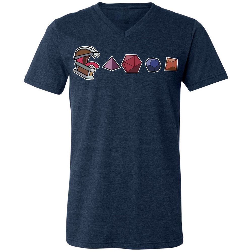Mimic And Dices Unisex V-Neck T-Shirt - Heather Navy - 15