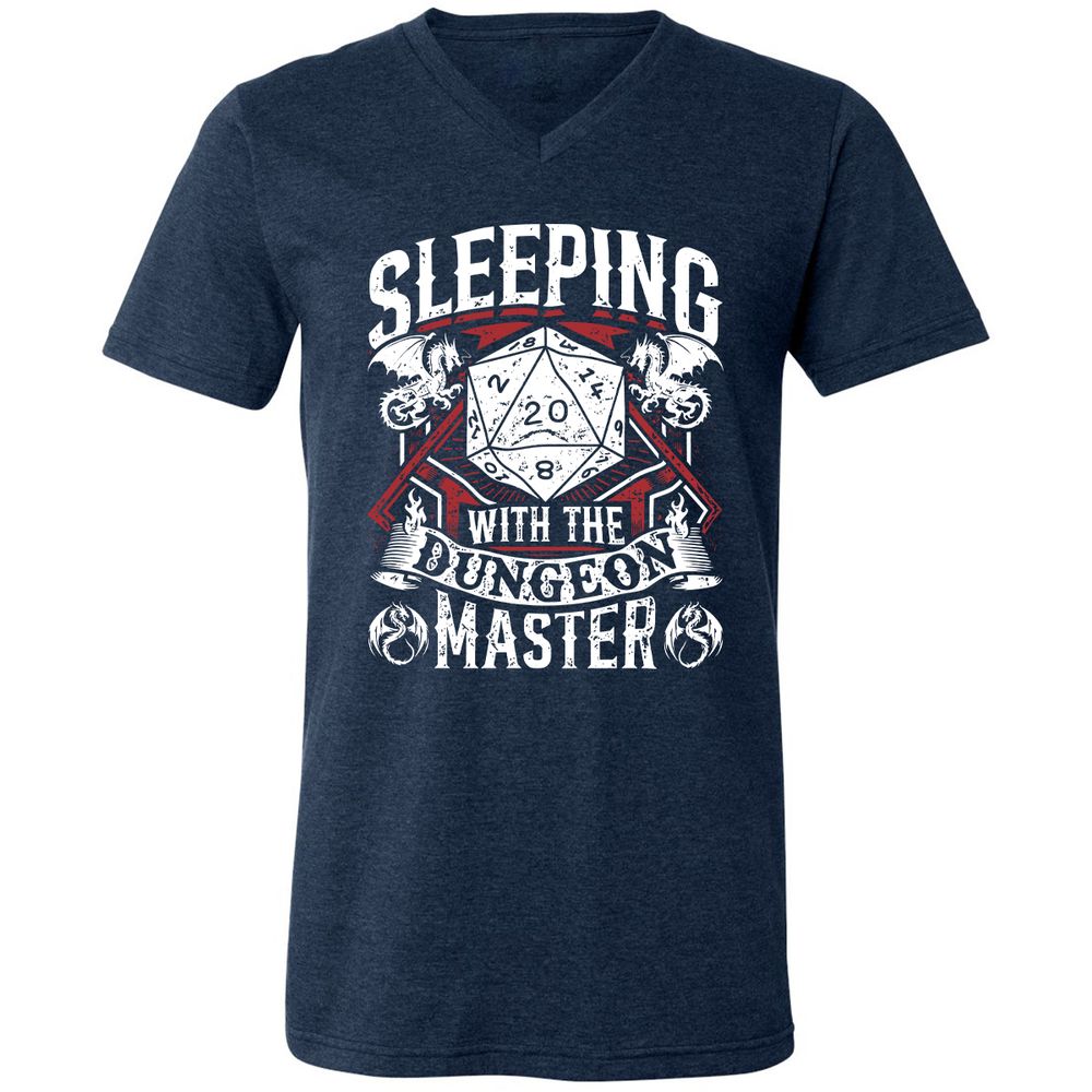 Sleeping With The DM Unisex V-Neck T-Shirt - Heather Navy - 15
