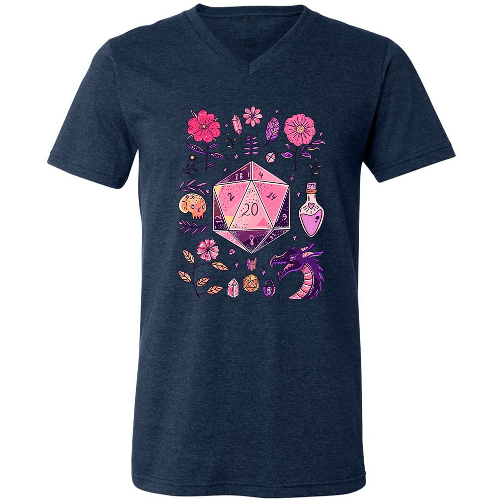 Mystic D20 Floral Dice Art - Heather Navy - 15