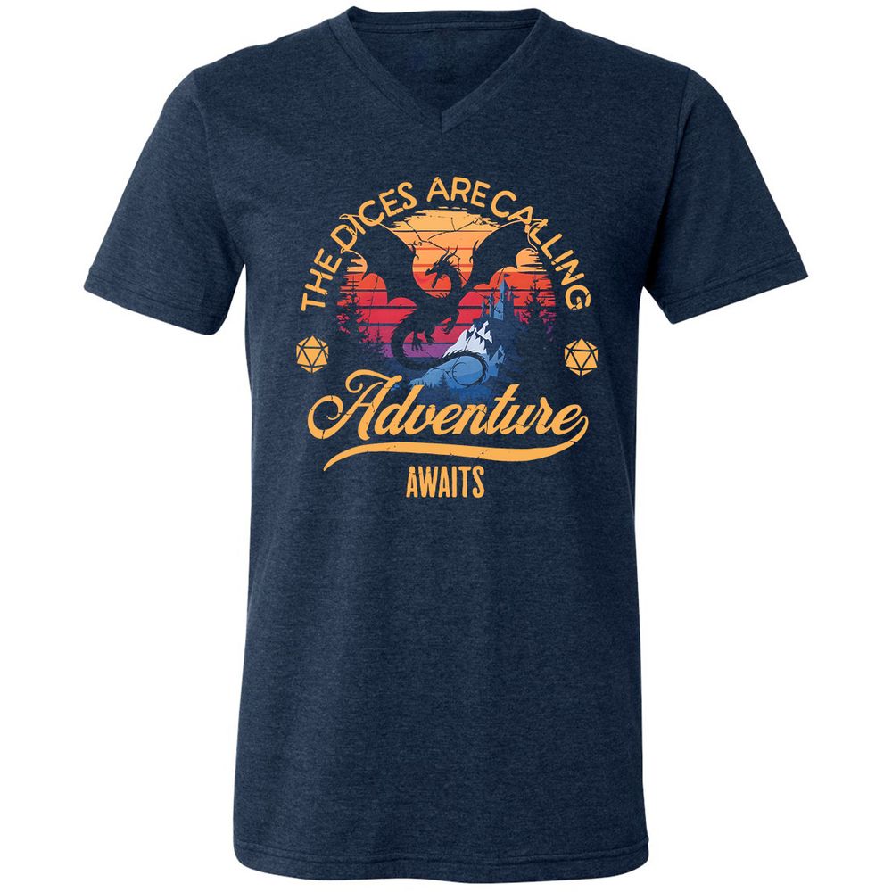 The Dices Are Calling Unisex V-Neck T-Shirt - Heather Navy - 15