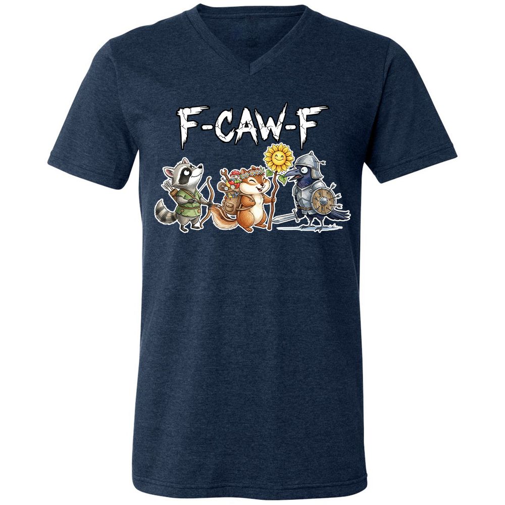 F-CAW-F Adventuring party Unisex V-Neck T-Shirt - Heather Navy - 15