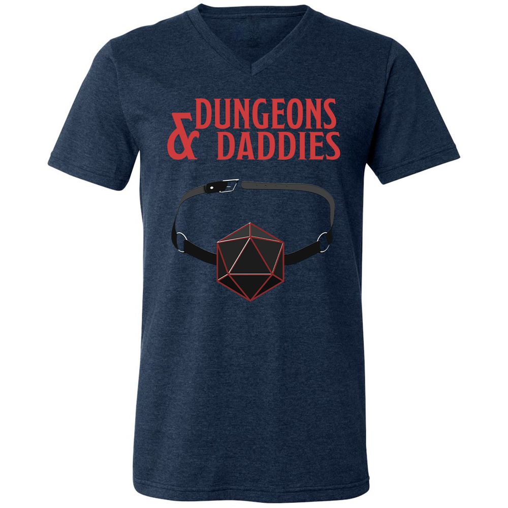 Dungeons And Daddies Unisex V-Neck T-Shirt - Heather Navy - 15