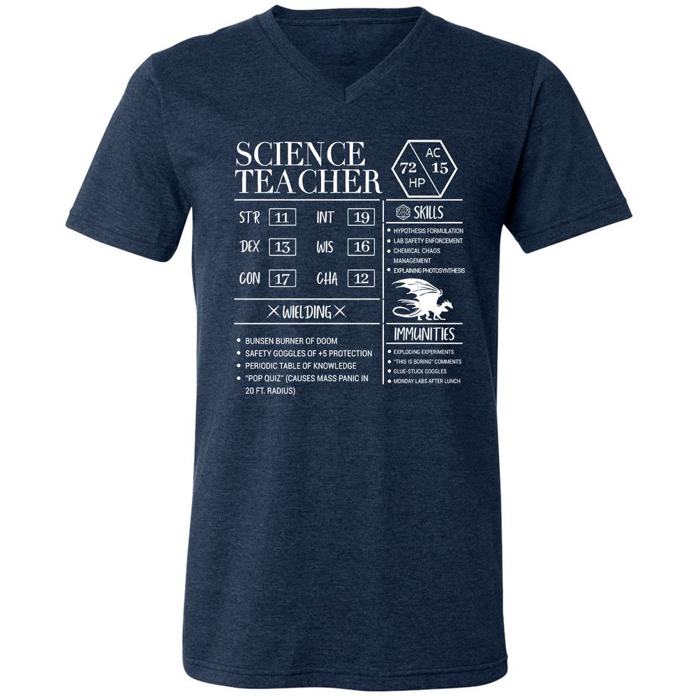 Science Teacher New Unisex V-Neck T-Shirt - Heather Navy - 15