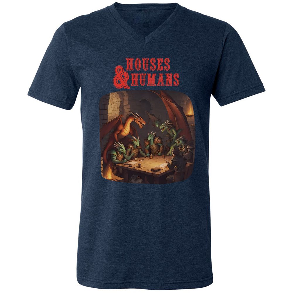 Houses And Humans Unisex V-Neck T-Shirt - Heather Navy - 15