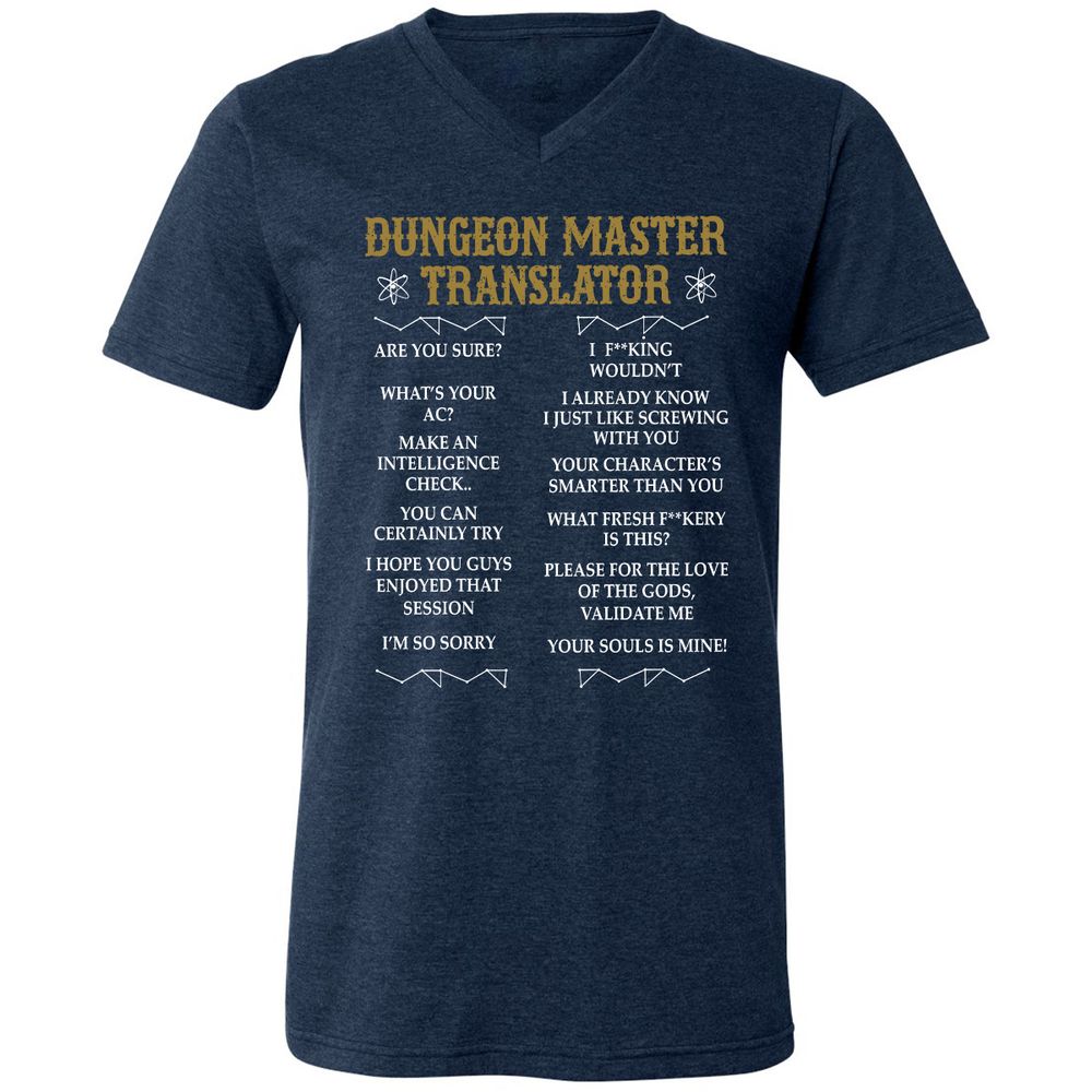 Dungeon Master Translator Unisex V-Neck T-Shirt - Heather Navy - 15