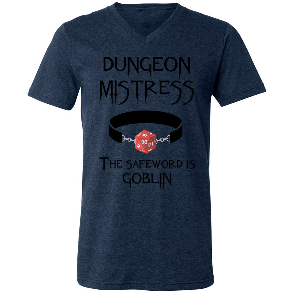 Dungeon Mistress Unisex V-Neck T-Shirt - Heather Navy - 15