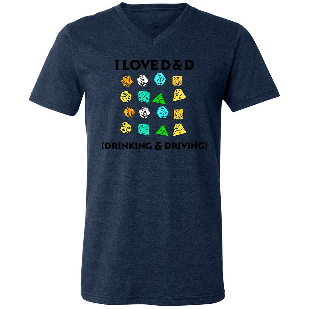 Drinking & Driving Unisex V-Neck T-Shirt - Heather Navy - 15