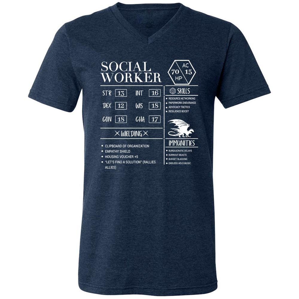 Social Worker New Unisex V-Neck T-Shirt - Heather Navy - 15