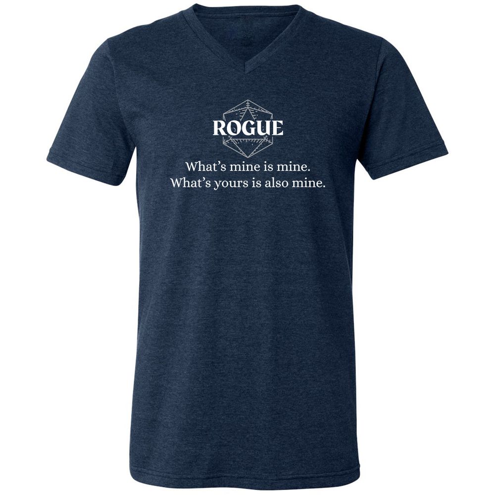 Rogue – What’s Mine Is Mine, What’s Yours Is Also Mine Unisex V-Neck T-Shirt - Heather Navy - 15