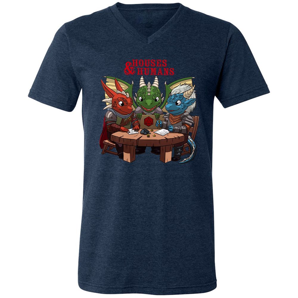 Houses & Humans Unisex V-Neck T-Shirt - Heather Navy - 15